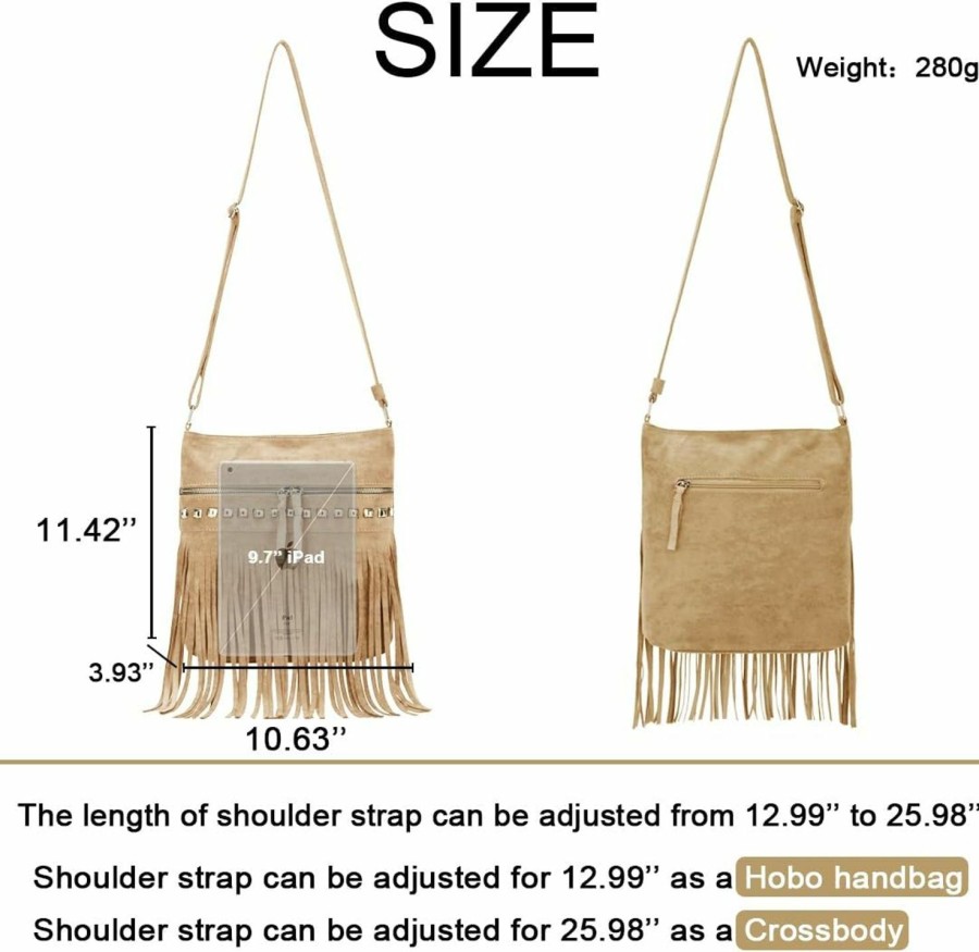 Hobo Handbags | Sunwel Fashion Sunwel Fashion Western Fringe Bag Cowgirl Purse Faux Suede Crossbody Bag With Tassel Country Outfit For Women