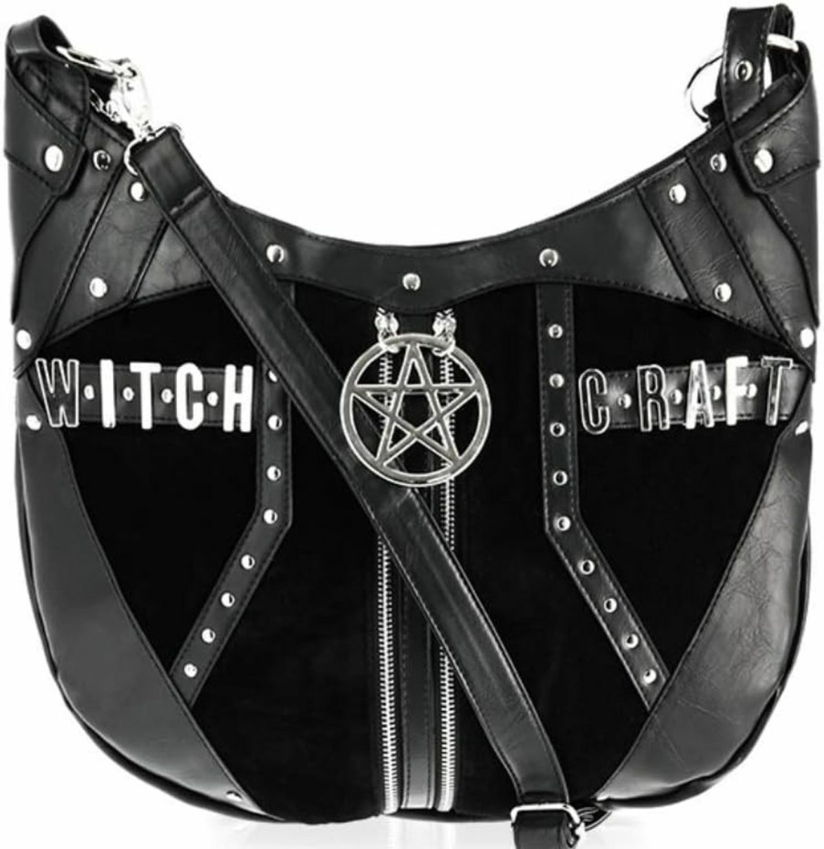 Hobo Handbags | Restyle Vegan Leather Velvet Pentagram Witchcraft Casual Punk Large Hobo Bag