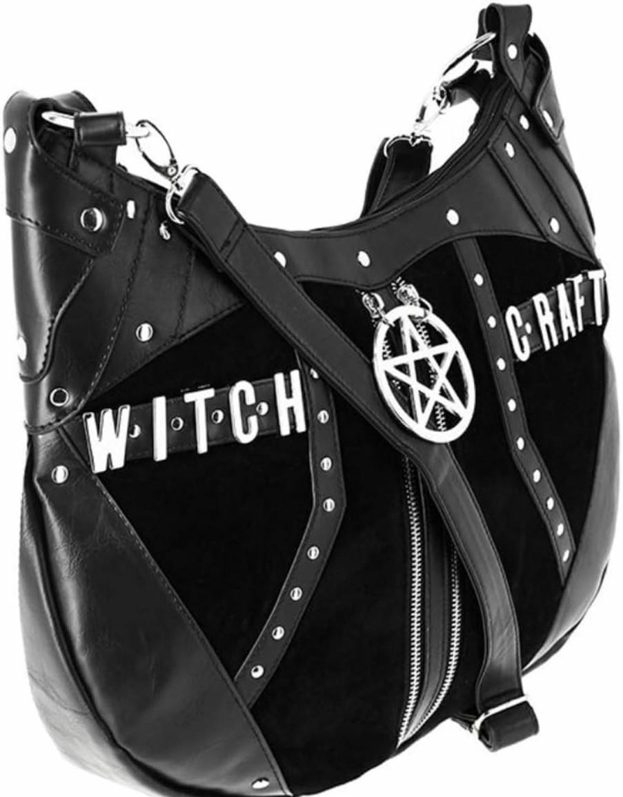 Hobo Handbags | Restyle Vegan Leather Velvet Pentagram Witchcraft Casual Punk Large Hobo Bag