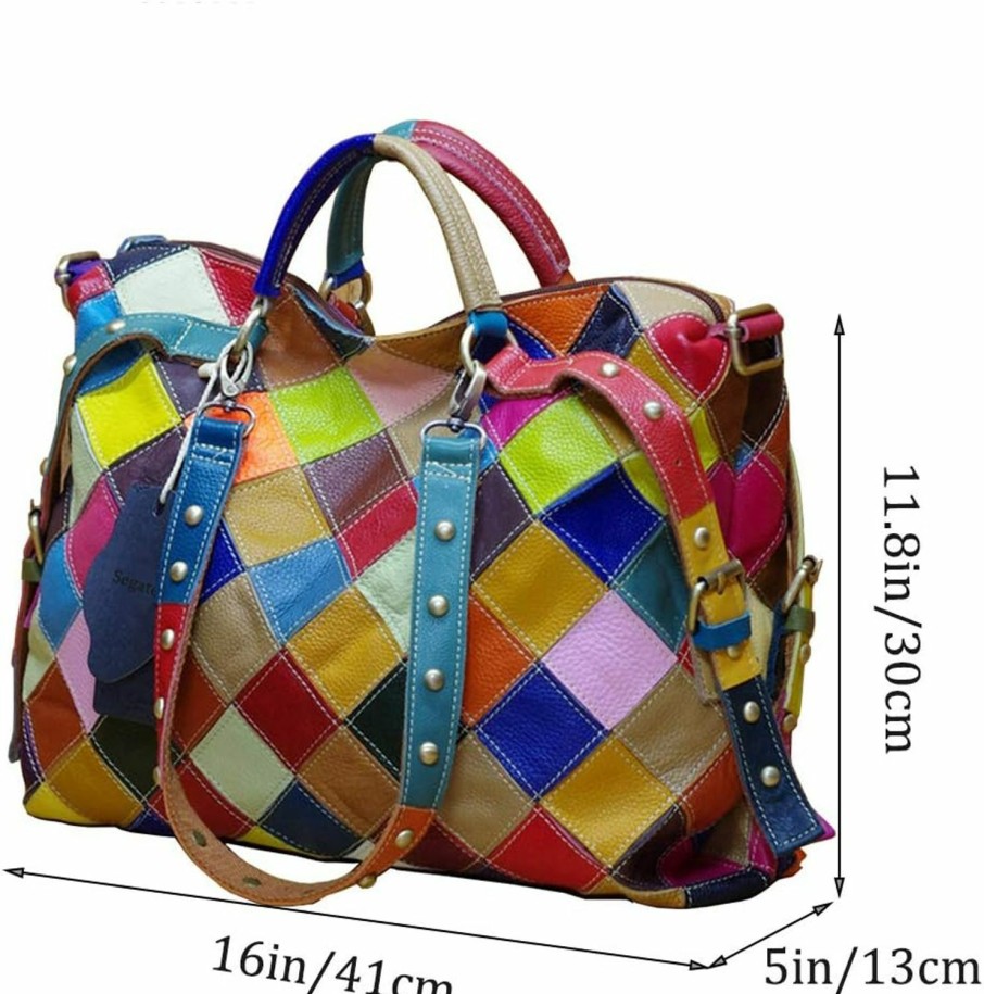 Hobo Handbags | Segater Women'S Multicolor Tote Handbag Genuine Leather Random Color Hobo Shoulder Purse