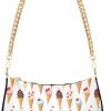 Hobo Handbags | Generic Ice-Cream Pattern Clutch Shoulder Bag For Women, Hobo Tote Handbag With Gold Chain, Crossbody Bag With Zipper Closure