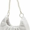 Hobo Handbags | Verdusa Verdusa Women'S Ruched Hobo Handbag Elegant Crescent Bag With Pearl Strap