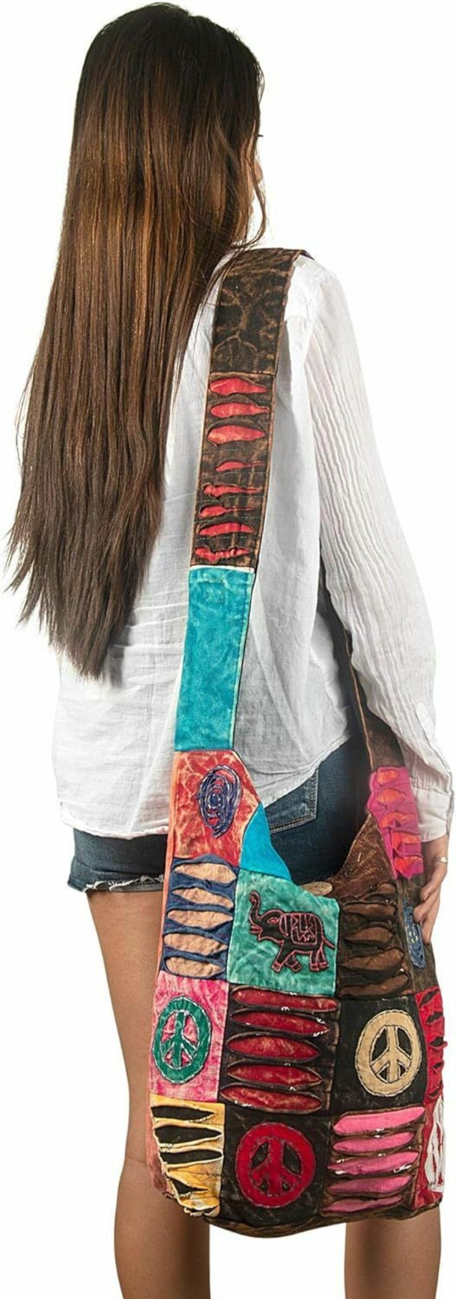 Hobo Handbags | Tribe Azure Fair Trade Hobo Colorful Shoulder Bag Women Sling Slouch Hippie Boho (Elephant)