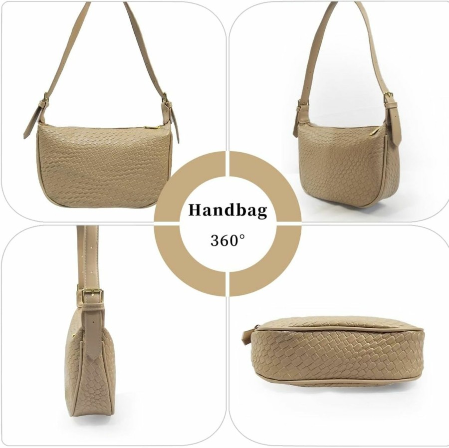 Hobo Handbags | WESNDNE Woven Crossdbody Bag Vegan Leather Bag For Women Crescent Shoulder Hobo Handbag With 2 Adjustable Strap