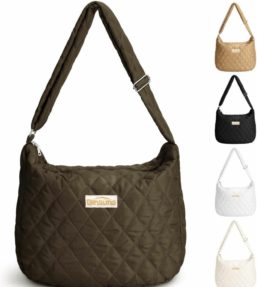 Hobo Handbags | BINSUNS Women'S Quilted Shoulder Bag - Lightweight Large Puffer Tote Bag Padded Cross Body Bag Hobo Bags