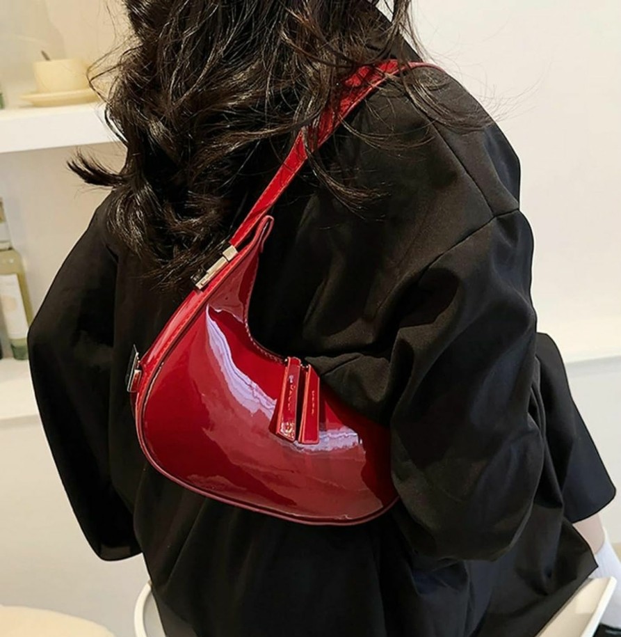 Hobo Handbags | Jusavie Red Underarm Bag Y2K Chic Purses Pretty Christmas Gift Leather Bag On Fire Sparkly Crossbody Bags For Women Hobo Bag 2024