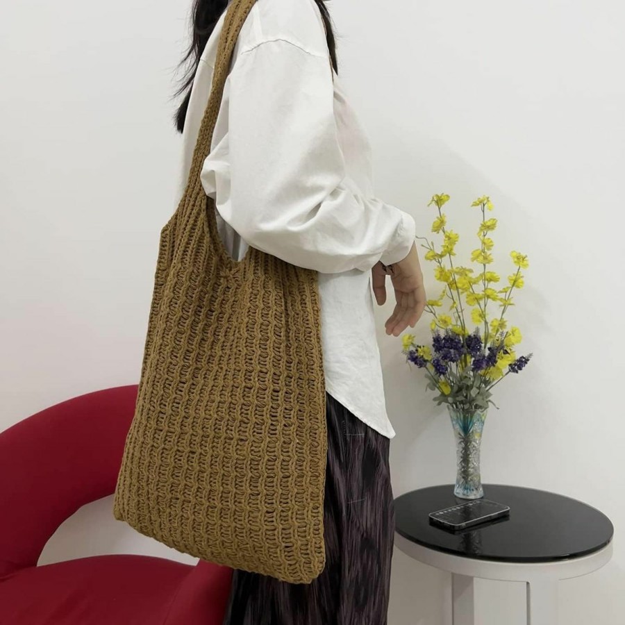 Hobo Handbags | MEOKIM Hobo Bag For Women Contrast Color Large Capacity Tote Bag Shoulder Bag Women'S Trendy Knitted Bag