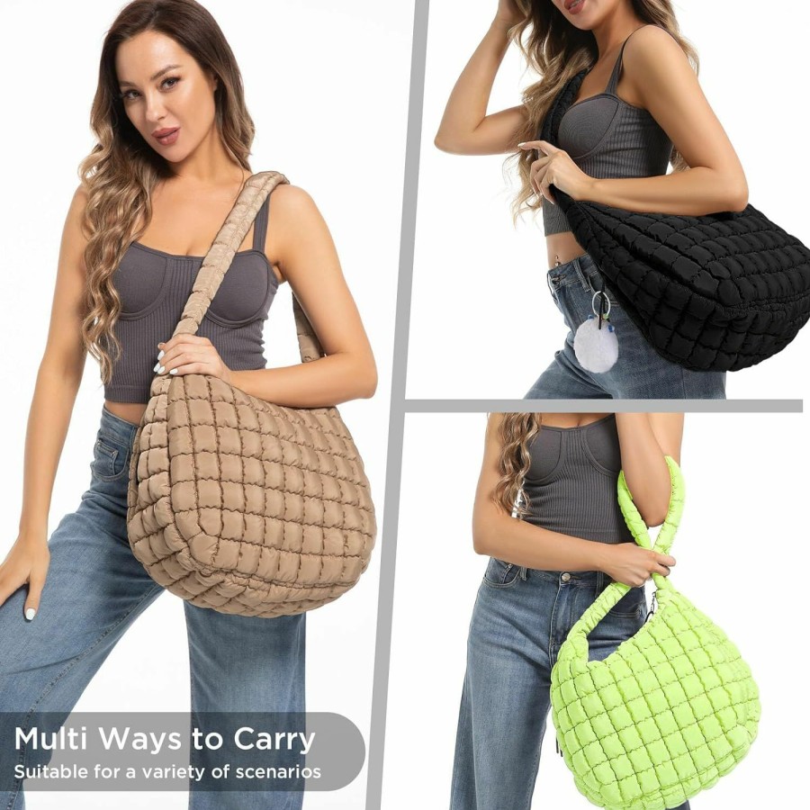 Hobo Handbags | Babysun Puffer Tote Bag For Women Large Quilted Tote Bag Quilted Carryall Bag Soft Puffy Crossbody Bag Hobo Handbags Puff Purse