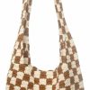 Hobo Handbags | Churi Churi Handmade Checkered Pattern Crochet Tote Bag, Aesthetic Hobo Shoulder Crochet Beach Bag