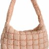 Hobo Handbags | Kamsyluci Kamsyluci Quilted Tote Bag, Puffer Bag For Women Lightweight Padding Shoulder Bag Puffy Purse Hobo Bag Handbag With Zip (Pink)