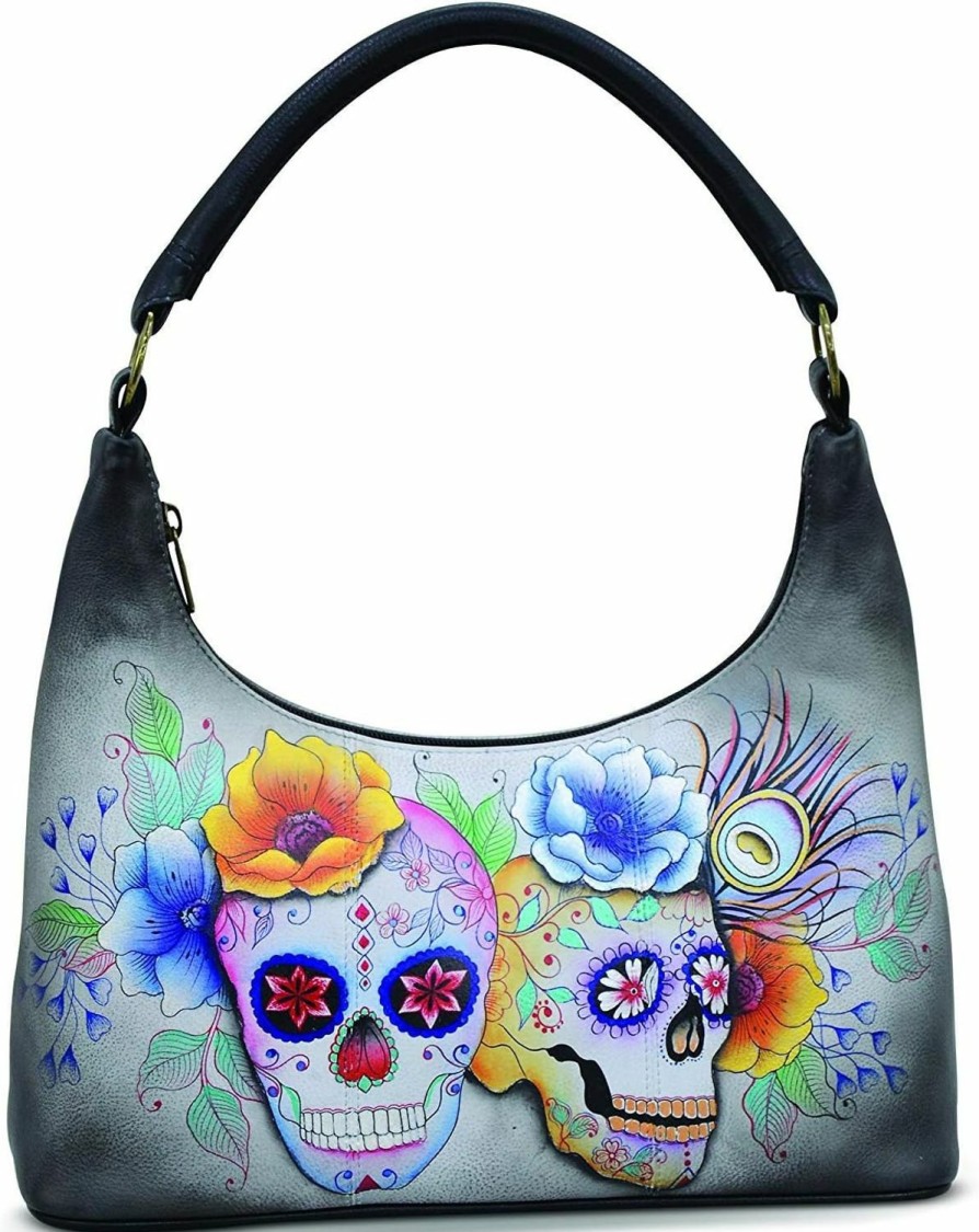 Hobo Handbags | Anuschka Anuschka Hand Painted Women'S Genuine Leather Medium Zip Top Hobo - Top Zip Entry, Zippered Pockets & Short Rope Handle