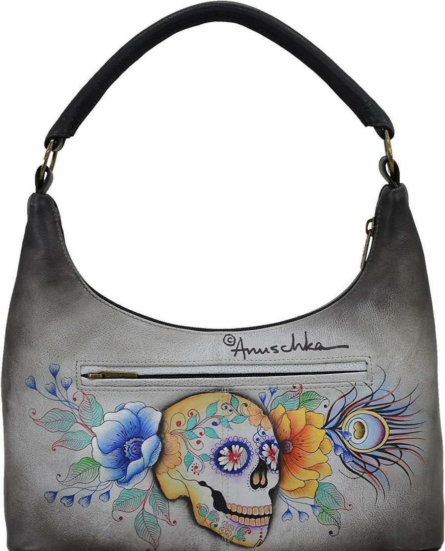 Hobo Handbags | Anuschka Anuschka Hand Painted Women'S Genuine Leather Medium Zip Top Hobo - Top Zip Entry, Zippered Pockets & Short Rope Handle