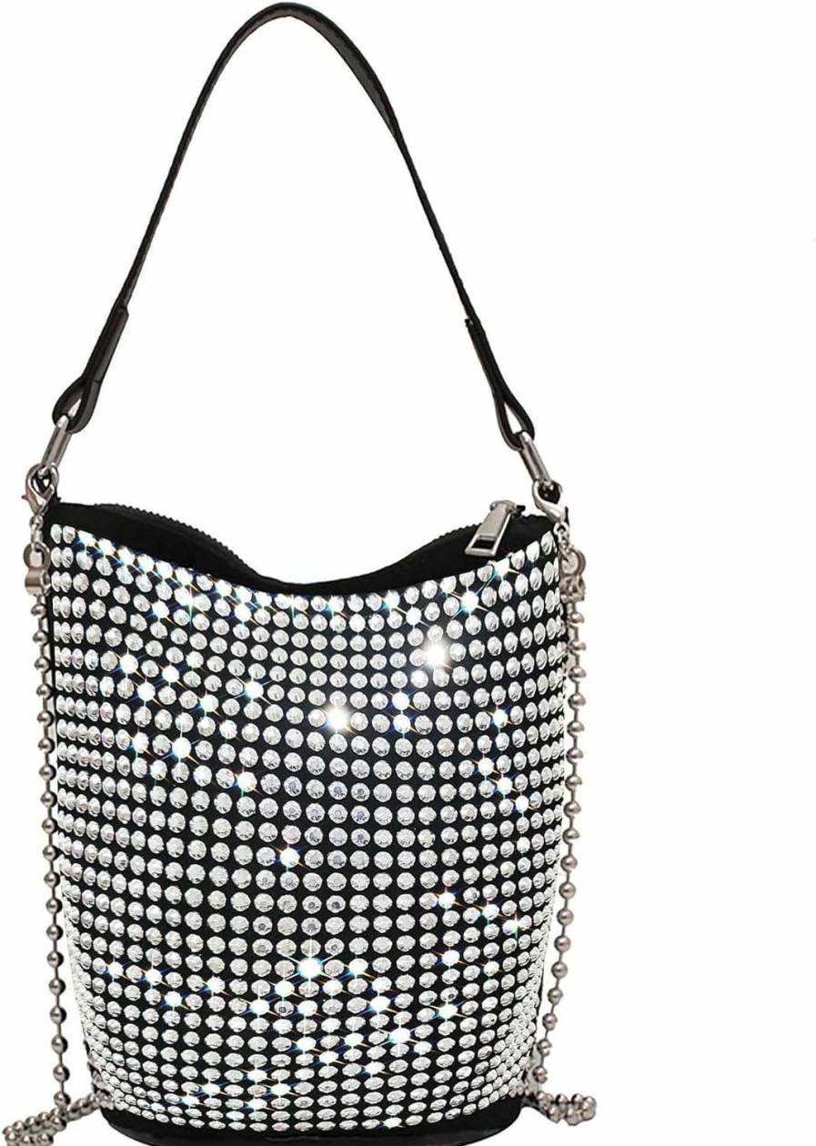 Hobo Handbags | Bydenwely Bydenwely Rhinestone Rivets Bling Bucket Hobo Bag Chic Evening Purse Women Clutch Crossbody Mini Tote For Prom Party