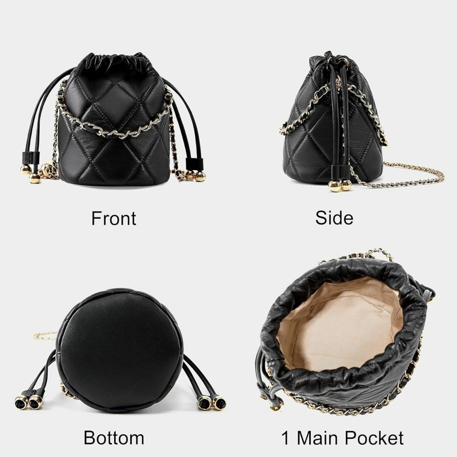 Hobo Handbags | ZFBAOJT Quilted Bucket Bag For Women Small Leather Drawstring Crossbody Purse Shoulder Handbags Hobo Bags Drawstring Strap