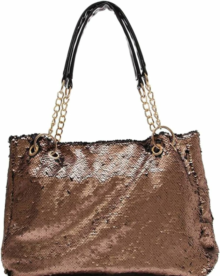 Hobo Handbags | Generic Women Patent Hobos Shiny Top-Handle Bags Chain Handbags Large Shoulder Bags For Ladies Sequin Purse