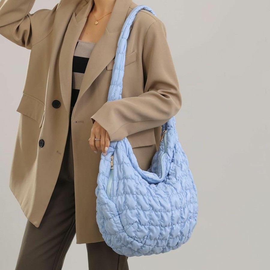 Hobo Handbags | Juoxeepy Juoxeepy Quilted Tote Bag Large Puffer Crossbody Bag Women Puffy Shoulder Bag Quilted Padding Hobo Tote Bag