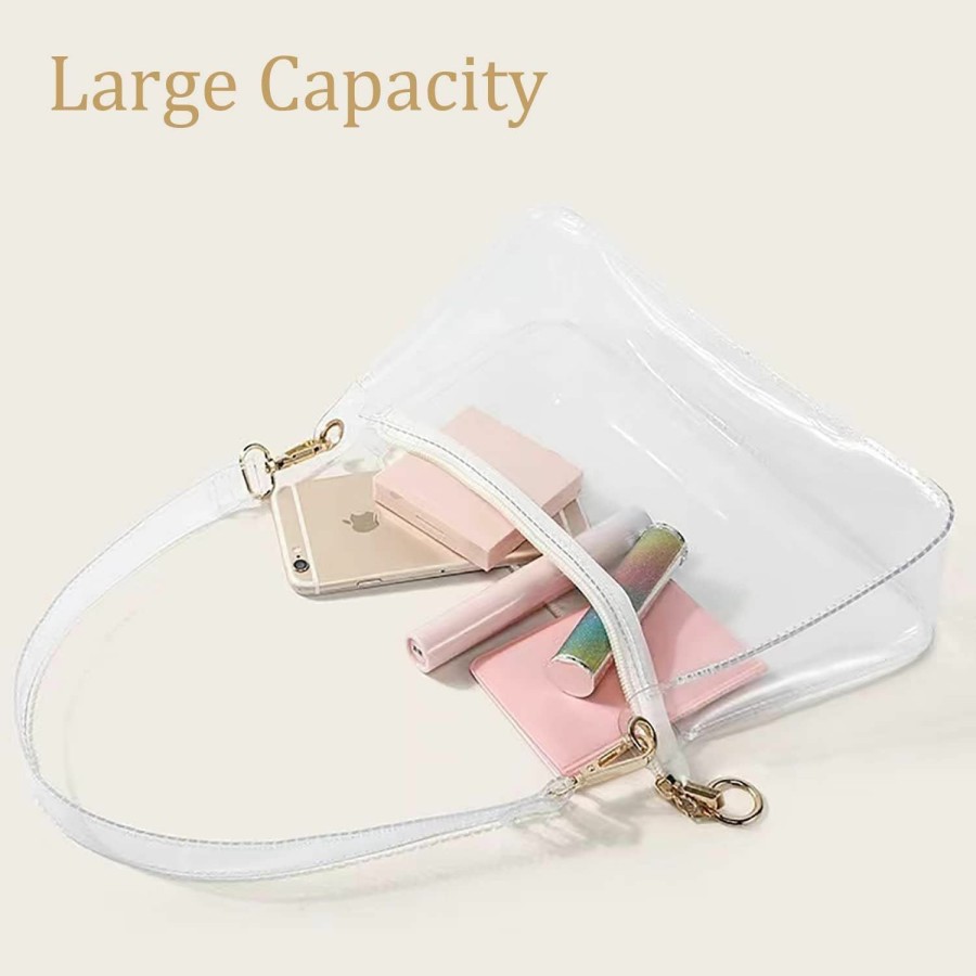 Hobo Handbags | Sintra Sintra Clear Purse For Women, Clear Cute Hobo Tote Handbag Mini Clutch Bag With Pearl Chain Stadium Approved For Concerts, See Through Transparent Bag, Gift For Women