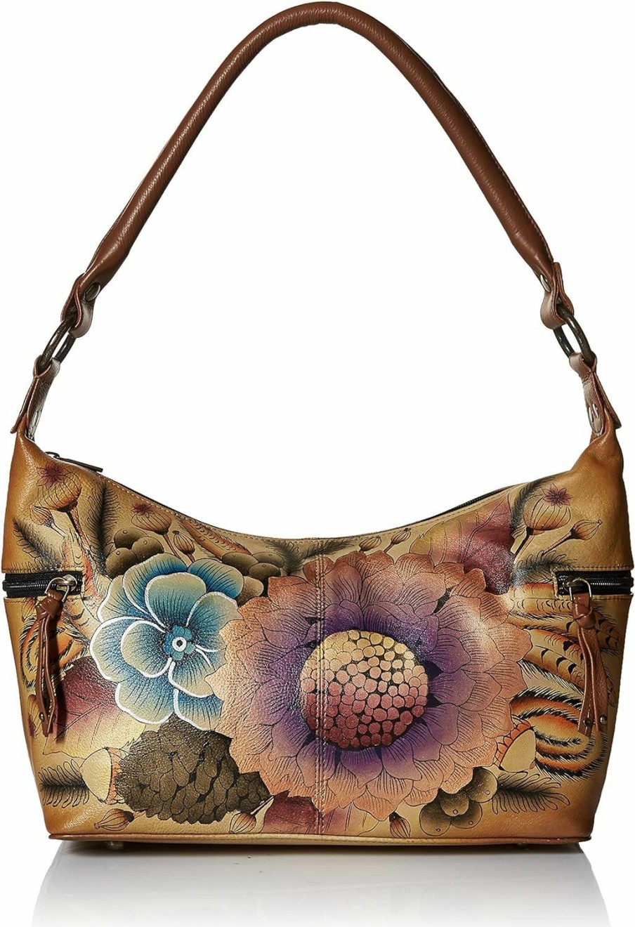 Hobo Handbags | Anuschka Anna By Anuschka Women'S Genuine Leather, Hand Painted - Medium East-West Hobo, Zip-Top Shoulder Bag