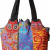 Hobo Handbags | Zeckos Zeckos Laurel Burch Medium Canvas Tote Zipper Top Satchel In Red Orange Blue For Women