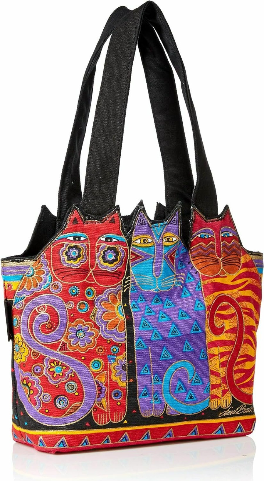 Hobo Handbags | Zeckos Zeckos Laurel Burch Medium Canvas Tote Zipper Top Satchel In Red Orange Blue For Women