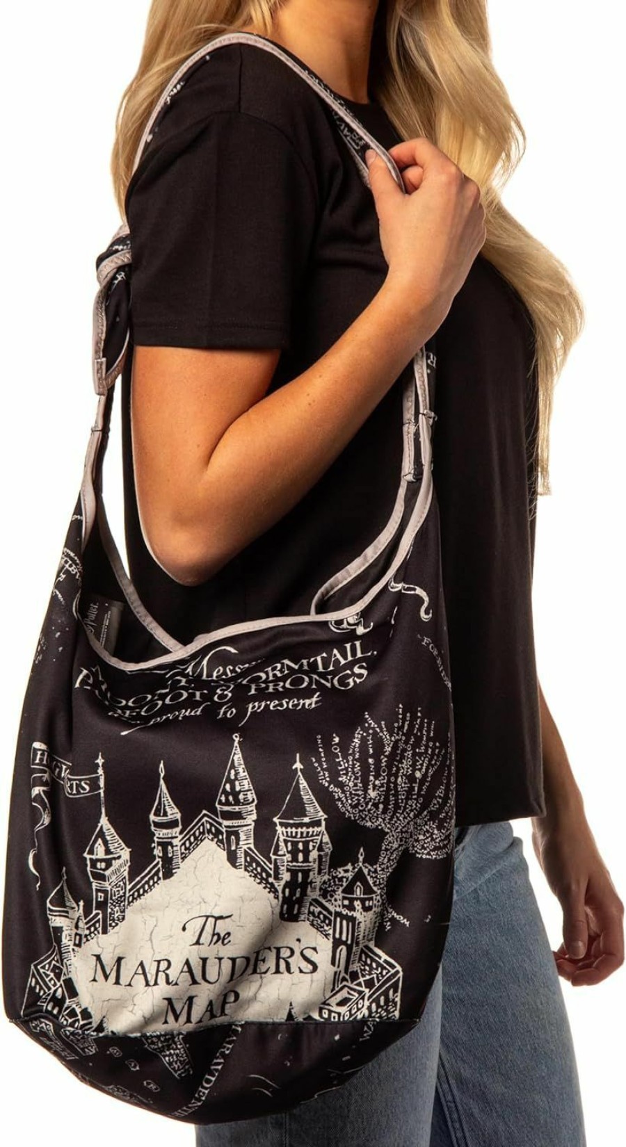 Hobo Handbags | Bioworld Harry Potter The Marauder'S Map Hogwarts Shoulder Crossbody Purse Hobo Bag Adjustable Strap