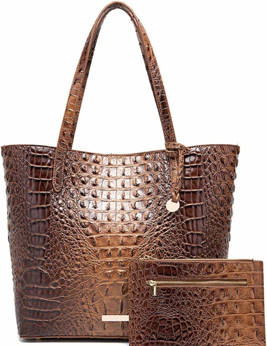 Hobo Handbags | ZOSIVEB Leather Crocodile-Embossed Pattern With Women Handbags Large Tote Shoulder Bag Top Handle Satchel Hobo