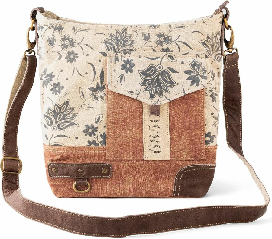 Hobo Handbags | 3 BROTHERS Upcycled Canvas Leather Hobo Shoulder Bag For Women