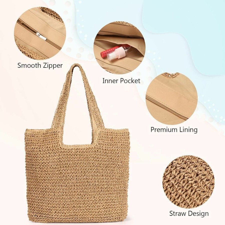 Hobo Handbags | Sightor Sightor Straw Beach Bag, Women Tote Bag Woven Shoulder Bag, Handmade Large Summer Handbag Hobo Bag For Beach Picnic Vacation