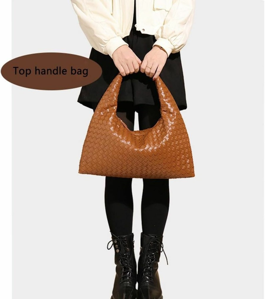 Hobo Handbags | JRNDNIUO Woven Leather Bags For Women Knoted Women Handbag Designer Shoulder Bucket Purse Handmade Fashion Tote Hobo Bag Small