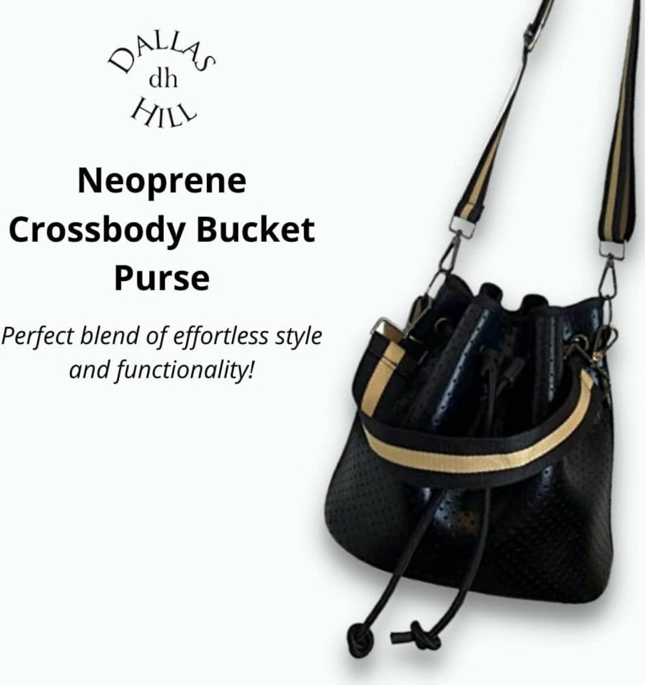 Hobo Handbags | Dallas Hill Dallas Hill Designs Crossbody Bucket Purse For Women | Neoprene Handbag | Drawstring Hobo Shoulder Bag | Plus Extra Pouch