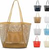 Hobo Handbags | VKIOIP Vkioip Women Mesh Tote Beach Bag, Casual Foldable Hobo Shoulder Bag For Picnic,Vacation,Khaki