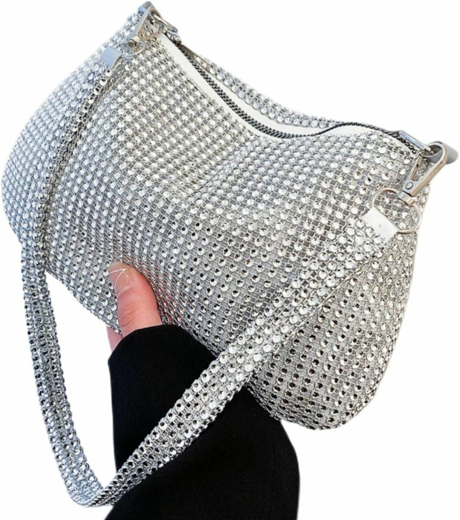 Hobo Handbags | ZGMYC Bling Rhinestone Hobo Bag For Women Crystal Evening Handbag Underarm Bag Tote For Party Wedding