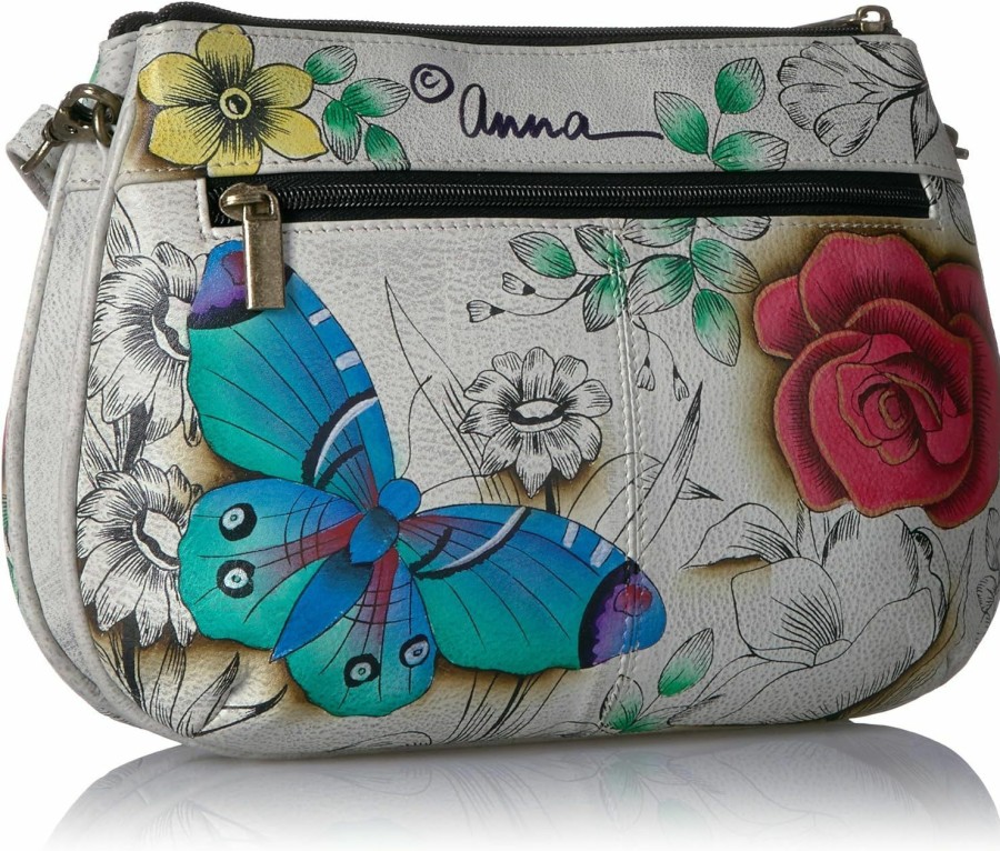 Hobo Handbags | Anna by Anuschka Anna By Anuschka Women'S Genuine Leather Small Multi-Compartment Cross Body | Zip-Top Organizer With Outside Pockets | Floral Paradise