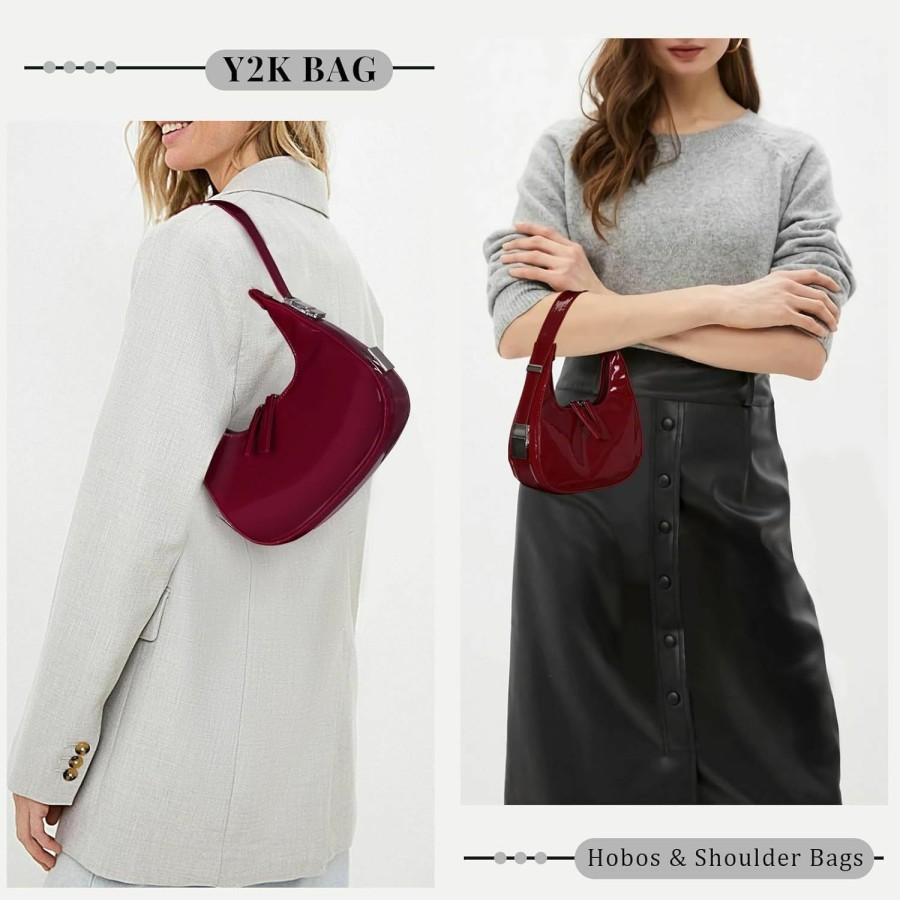 Hobo Handbags | GETERUUV Geteruuv Crescent Shoulder Bag Fall Purse Faux Leather Red Shoulder Bag For Women Y2K Purse Small Hobo Handbag