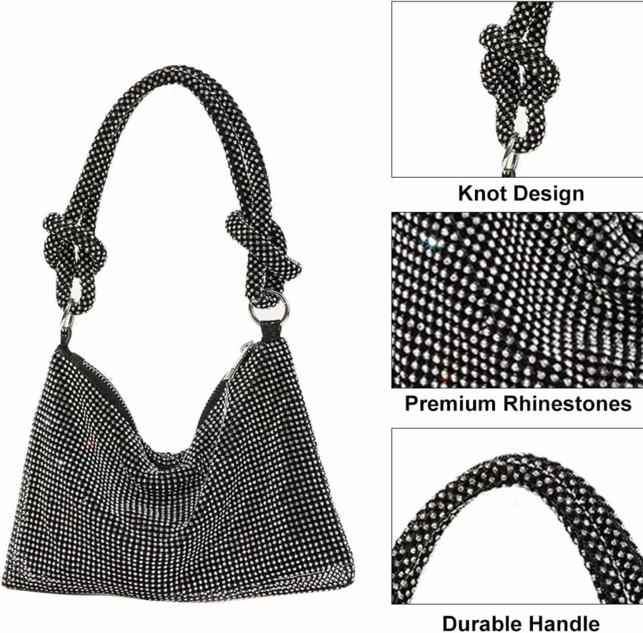 Hobo Handbags | CalmGeek Rhinestone Purses For Women Handmade Party Shiny Hobo Bag Women'S Evening Bag For Formal Wedding Cocktail Prom Party Club