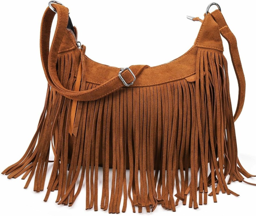 Hobo Handbags | Lyellfe Lyellfe Fringe Purse Crossbody, Women Saddle Tassel Hobo Bag With Zipper, Western Cowgirl Fashionable Pocket Shoulder Bag With Adjustable Strap