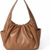 Hobo Handbags | Awqvf Awqvf Women'S Ruched Handbag Lightweight Cloud Clutch Soft Leather Shoulder Hobo Bag