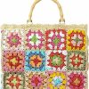 Hobo Handbags | Avilego Granny Square Straw Tote Bags For Women Knit Top-Handle Bag Handbag Hobo Purses Beach Bag 2024