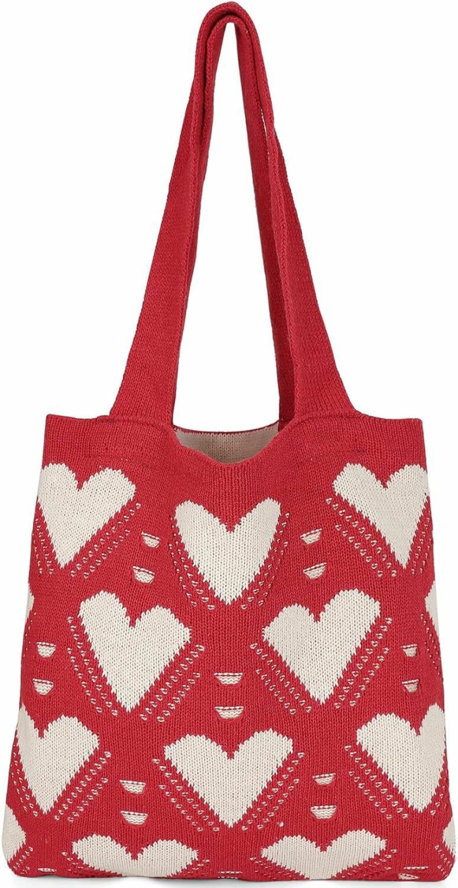 Hobo Handbags | Pocadri Summer Crochet Bags For Women Knitted Beach Tote Bag Cute Heart Pattern Shoulder Handbags And Purse