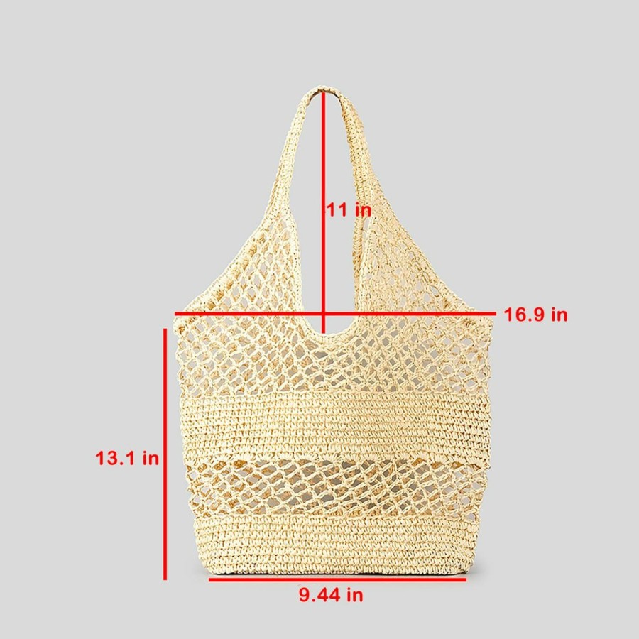 Hobo Handbags | QZUnique Qzunique Women Straw Woven Bag Summer Shoulder Bag Beach Purse Hobo Vacation Straw Clutch Handbag