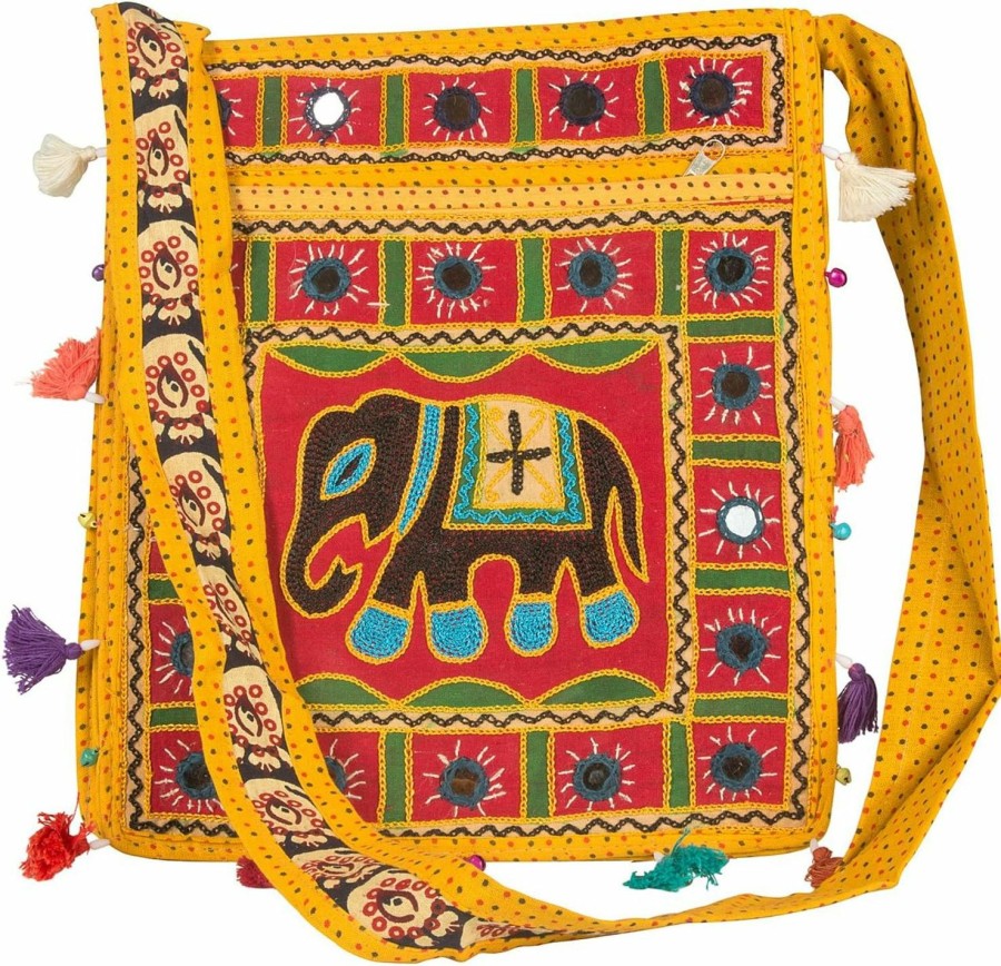 Hobo Handbags | Tribe Azure Fair Trade Hobo Crossbody Elephant Messenger Shoulder Bag Sling Roomy Purse Colorful Casual Everyday Hippie Satchel