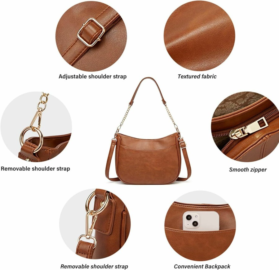 Hobo Handbags | Ashioup Ashioup Hobo Crossbody Bags For Women Trendy Shoulder Purses Pu Retro Handbag With 2 Types Shoulder Straps