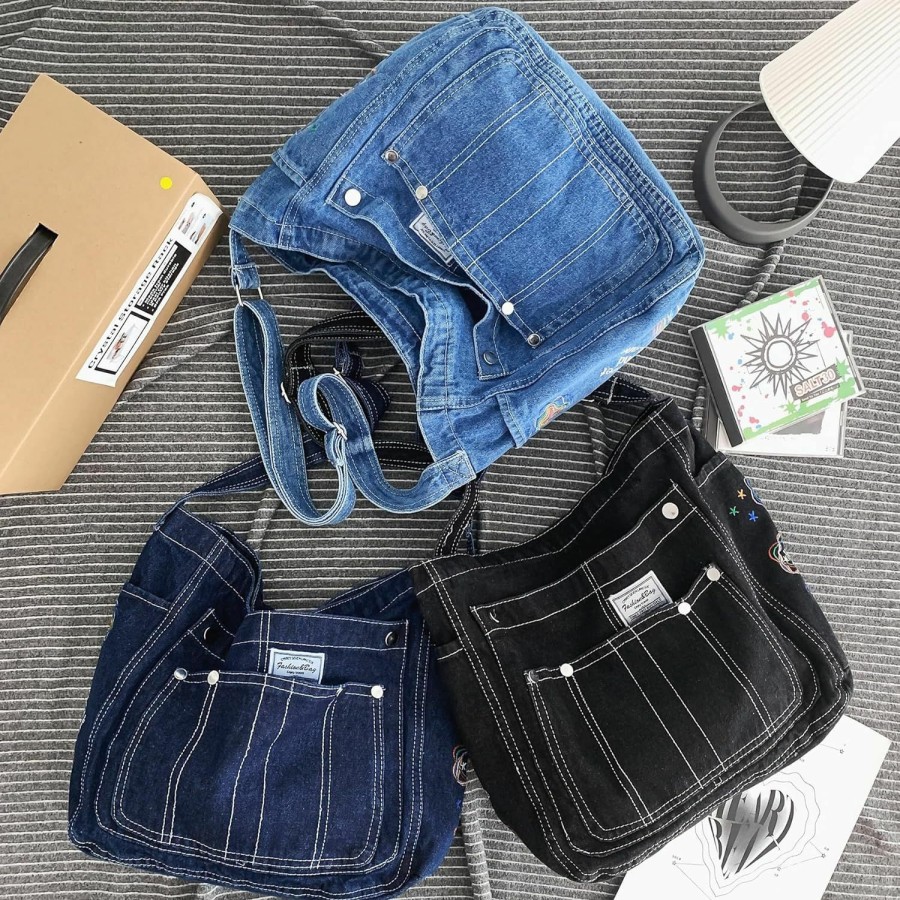 Hobo Handbags | Leaper Leaper Denim Tote Bag Denim Shoulder Bag Lightweight Retro Travel Crossbody Hobo Handbag For Women