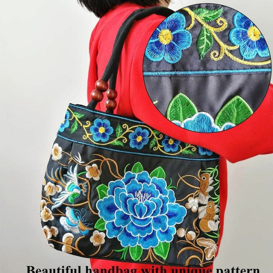 Hobo Handbags | candygirlft Embroidered Women Floral Handbags Embroidery Purse Vintage Hobo Tote Bag Ethnic Shoulder Bag