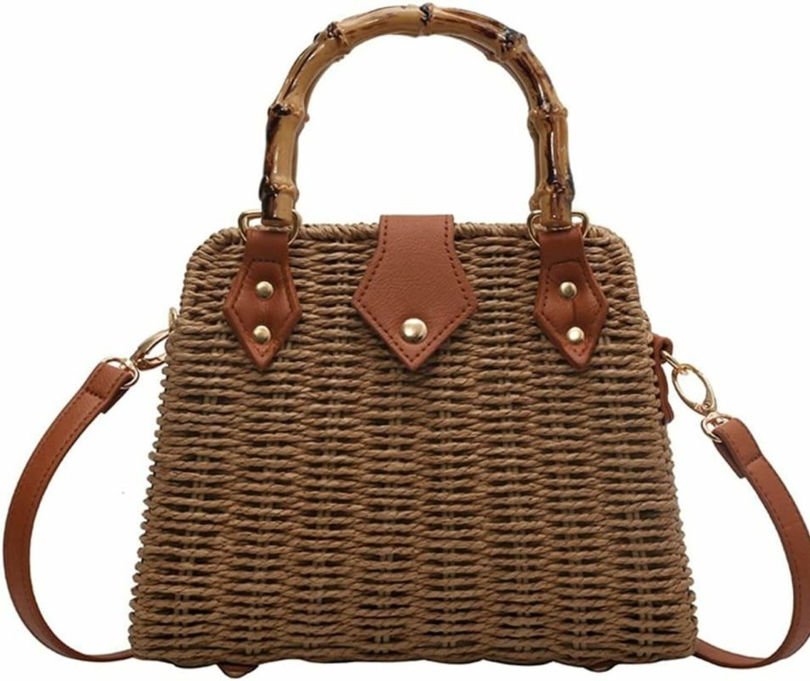 Hobo Handbags | Halemet Women Straw Crossbody Bag Handwoven Basket Handbags Summer Beach Weave Shoulder Bag Bamboo Handle Handmade Hobo Purse