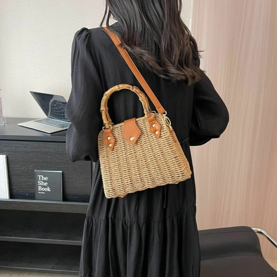 Hobo Handbags | Halemet Women Straw Crossbody Bag Handwoven Basket Handbags Summer Beach Weave Shoulder Bag Bamboo Handle Handmade Hobo Purse