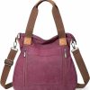 Hobo Handbags | Hommtina Hommtina Women Canvas Shoulder Bag Tote-Handbag For Work Multi-Pocket Satchel Handbag Hobo Casual Crossbody Book Bag