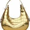 Hobo Handbags | Caviotess Silver Metallic Purse Hobo Bags For Women Fashion Crocodile Pattern Leather Shoulder Handbag Underarm Bag