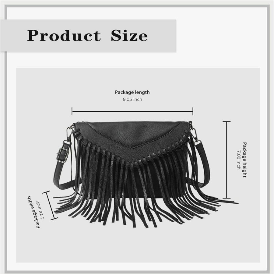 Hobo Handbags | PooBa Women'S Pu Leather Hobo Fringe Crossbody Tassel Purse Vintage Small Handbag