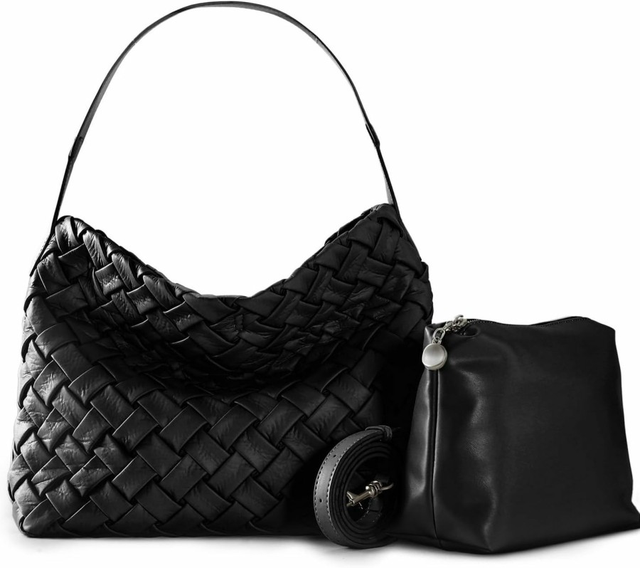 Hobo Handbags | Vividora Vividora Woven Bag With Purse Set For Women, Vegan Leather Tote Bag Handmade Shoulder Bag Top-Handle Handbag For Travel Work